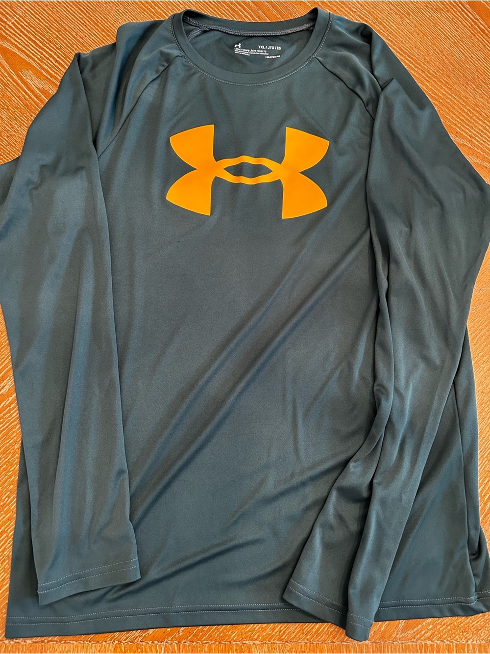 Under Armour Long Sleeve Performance Tee in Forest Green with Orange Logo